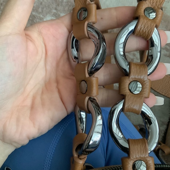 CHARLES JOURDAN Flora Pebbled Leather Brown Medium Shoulder Purse Bag LIKE NEW - Picture 15 of 16